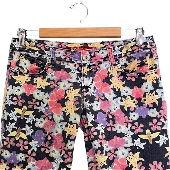Vintage Y2K Bongo Jeans Floral Print Straight Leg Junior's 7 Women's Size 8 | 10 - Picture 4 of 8